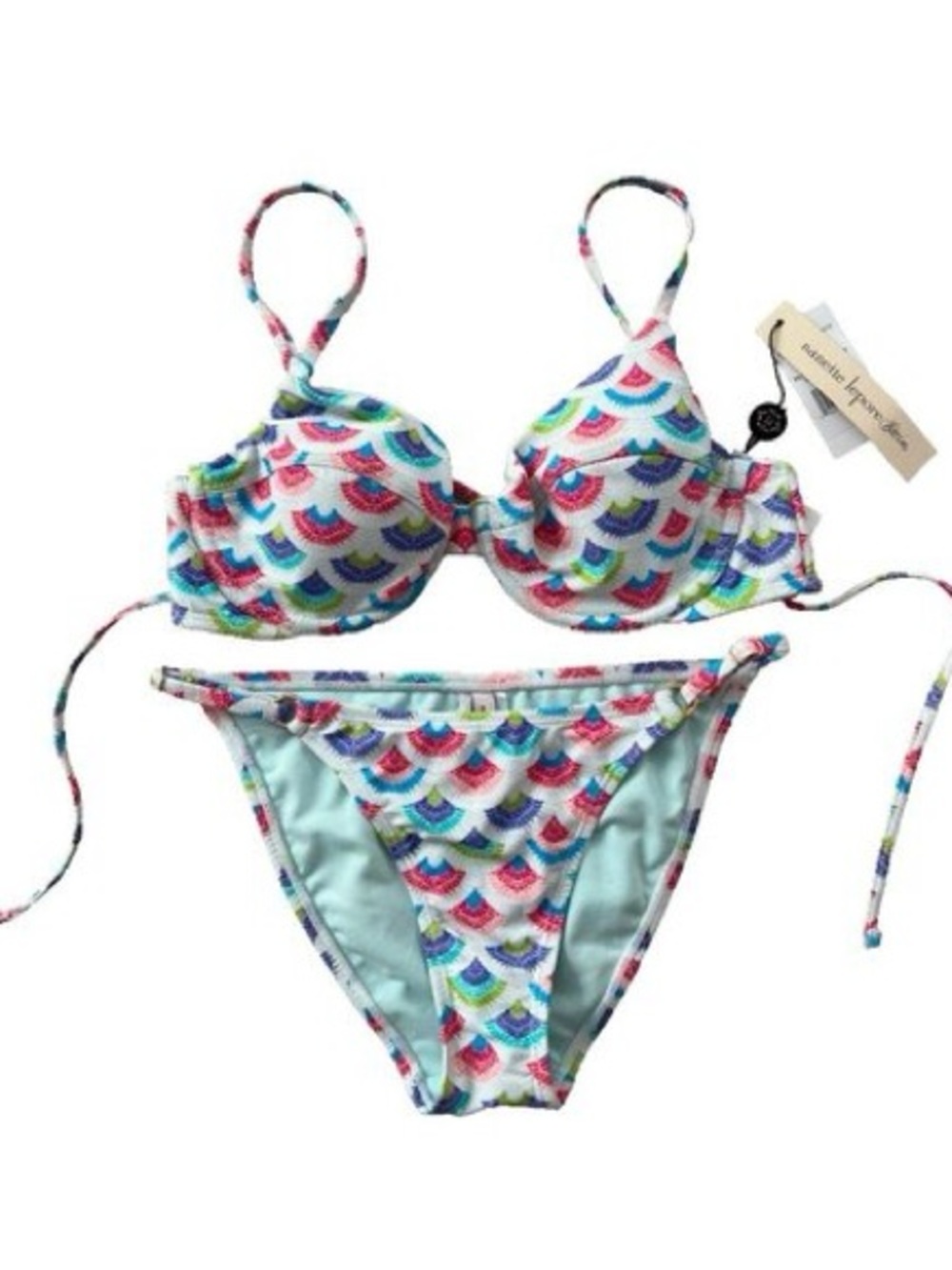 NWT Anthropologie Nanette Lepore Bikini Swimsuit Crochet Pattern Rainbow Beach